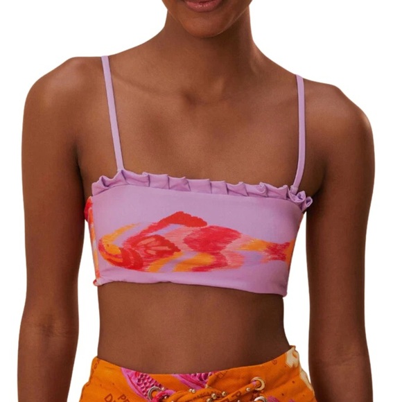 FARM Rio Painted FishesLilac Ruffled Bikini Top - Picture 1 of 12